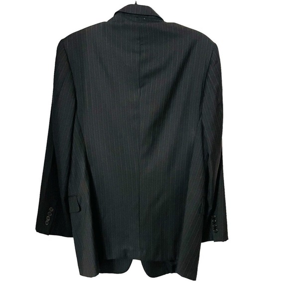 Hickey Freeman Madison Blazer Jacket Mens 42S Black Wide Pinstripe Worsted Wool - Picture 2 of 13